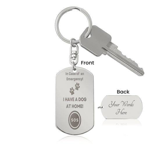 EMERGENCY ALERT | Engraved Dog Tag Keychain